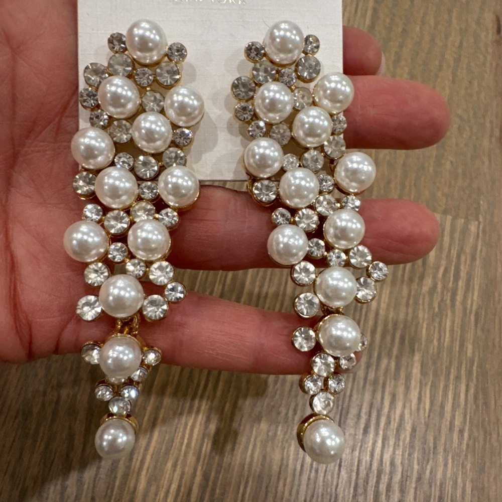 Crystal and bead dangle earrings - New condition - Picture 3 of 3